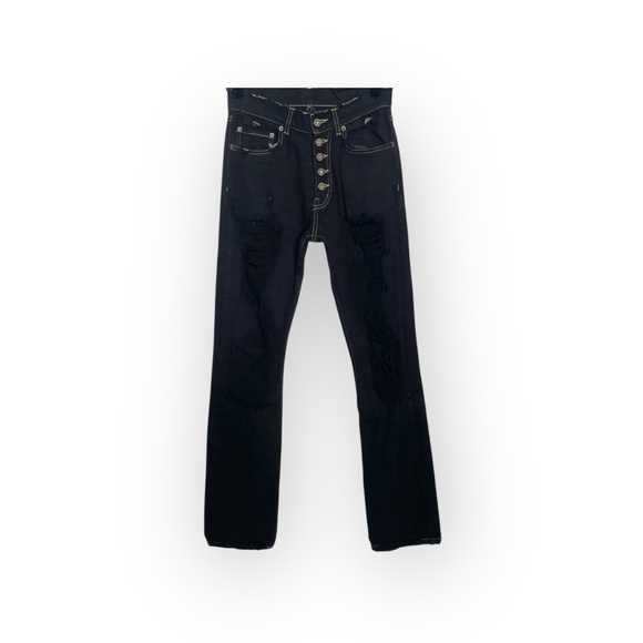 new LF Carmar ༄ Shredded Knee Destroyed Boyfriend Jeans ༄ Overdye Black ༄ 23 25 - Picture 5 of 16